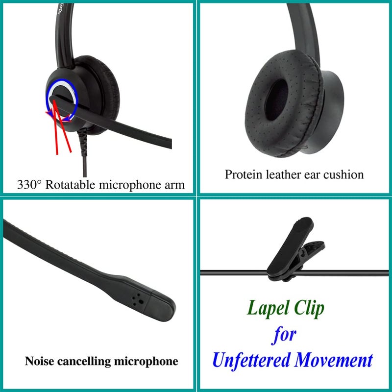 daily headset RJ9 Cisco Wired Office Phone Headset HD Voice for Cisco Phones 6851 6861 7945g 7962g 8811 8841 8845 8851 8861 8961 9951 Series Model,Plus 3.5mm Adapter for Smartphone - Image 3